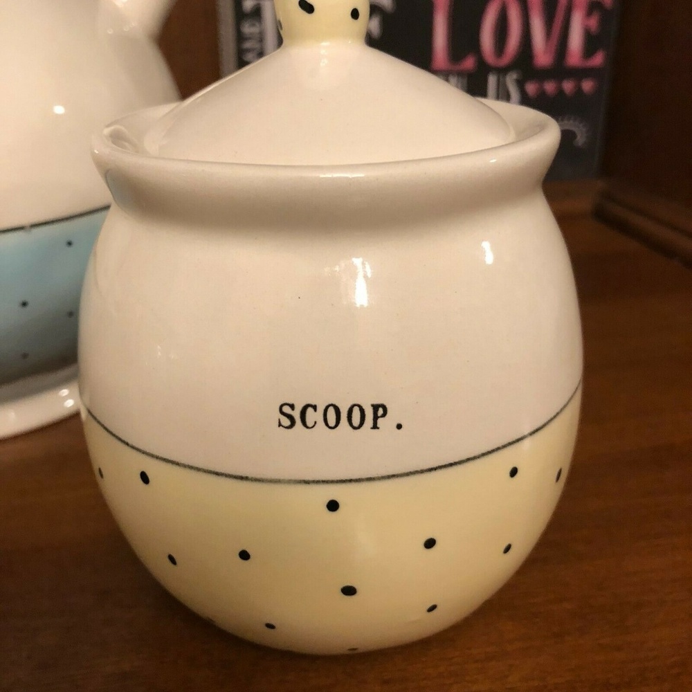 New Rae Dunn Polka Dot Scoop Sugar Bowl